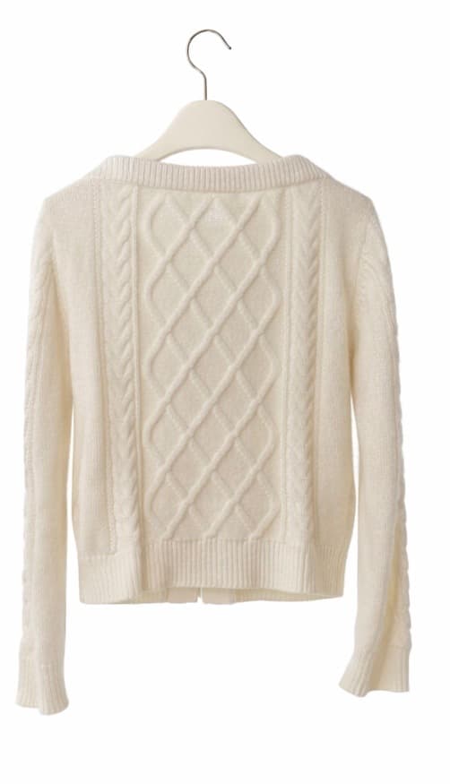 トップス HLT Aerienne Cable-Knit Ribbon Cardigan