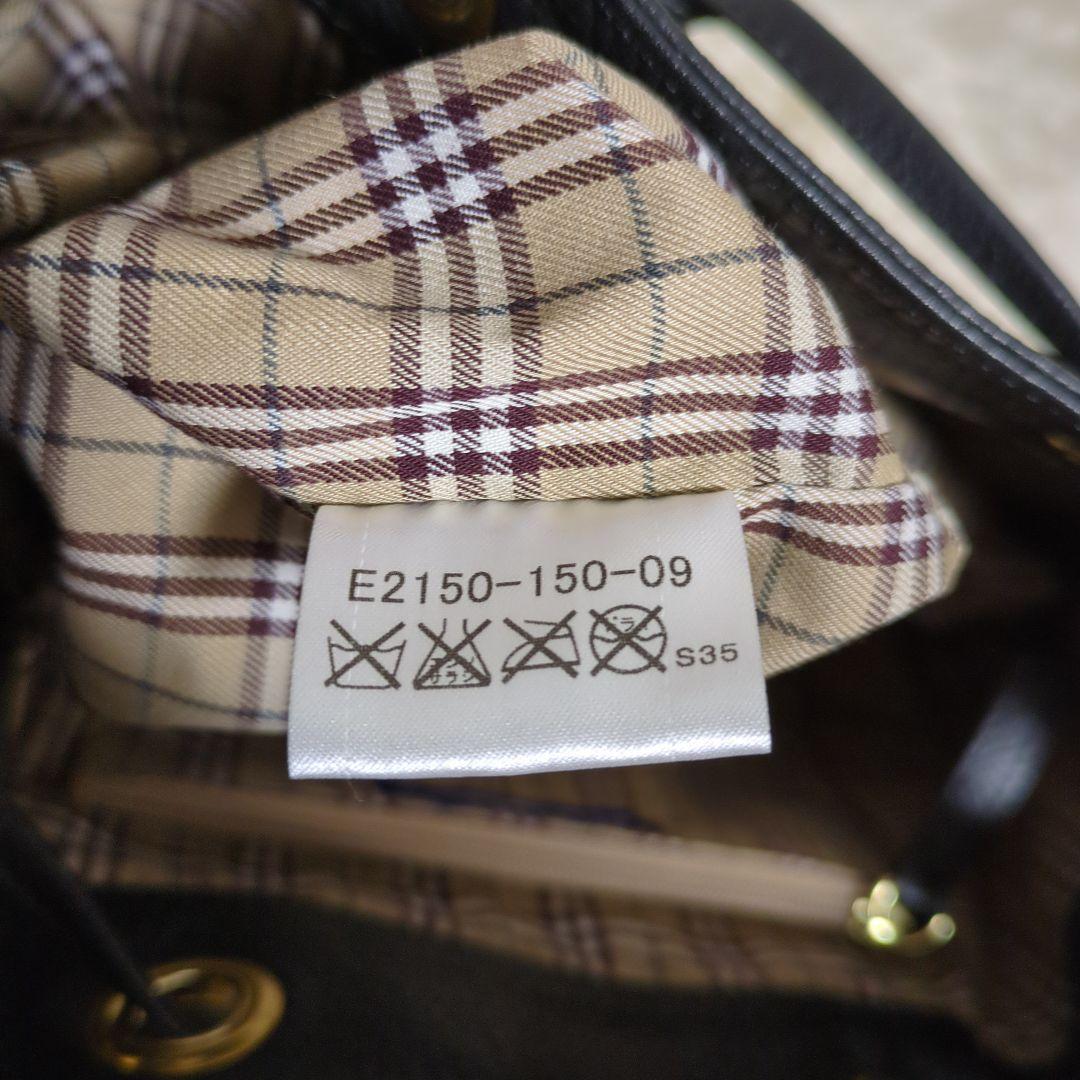 【美品】BURBERRY バーバリー 巾着 レザー 本革 リュック ブラック