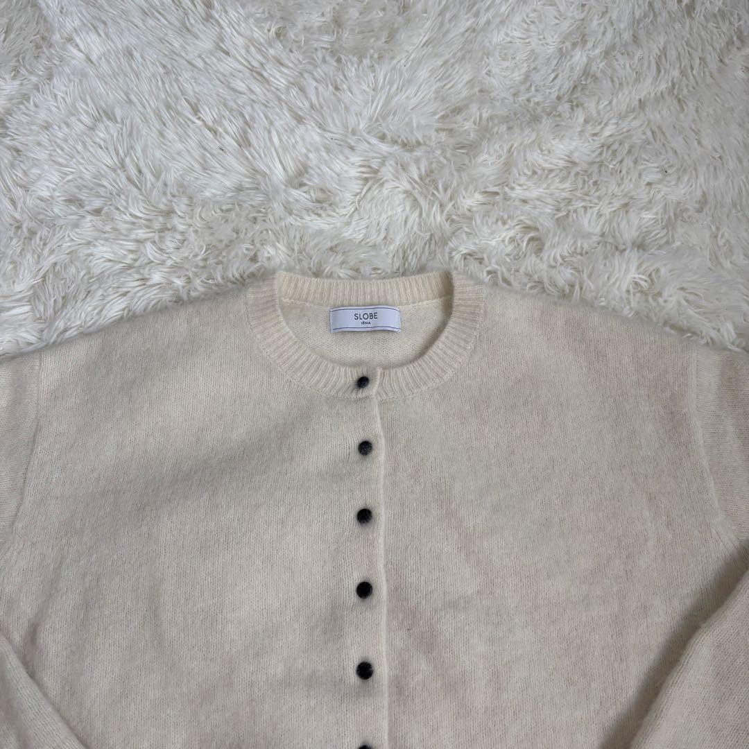 SLOBE IENAフォックスアルパカカーディガン　ホワイト
