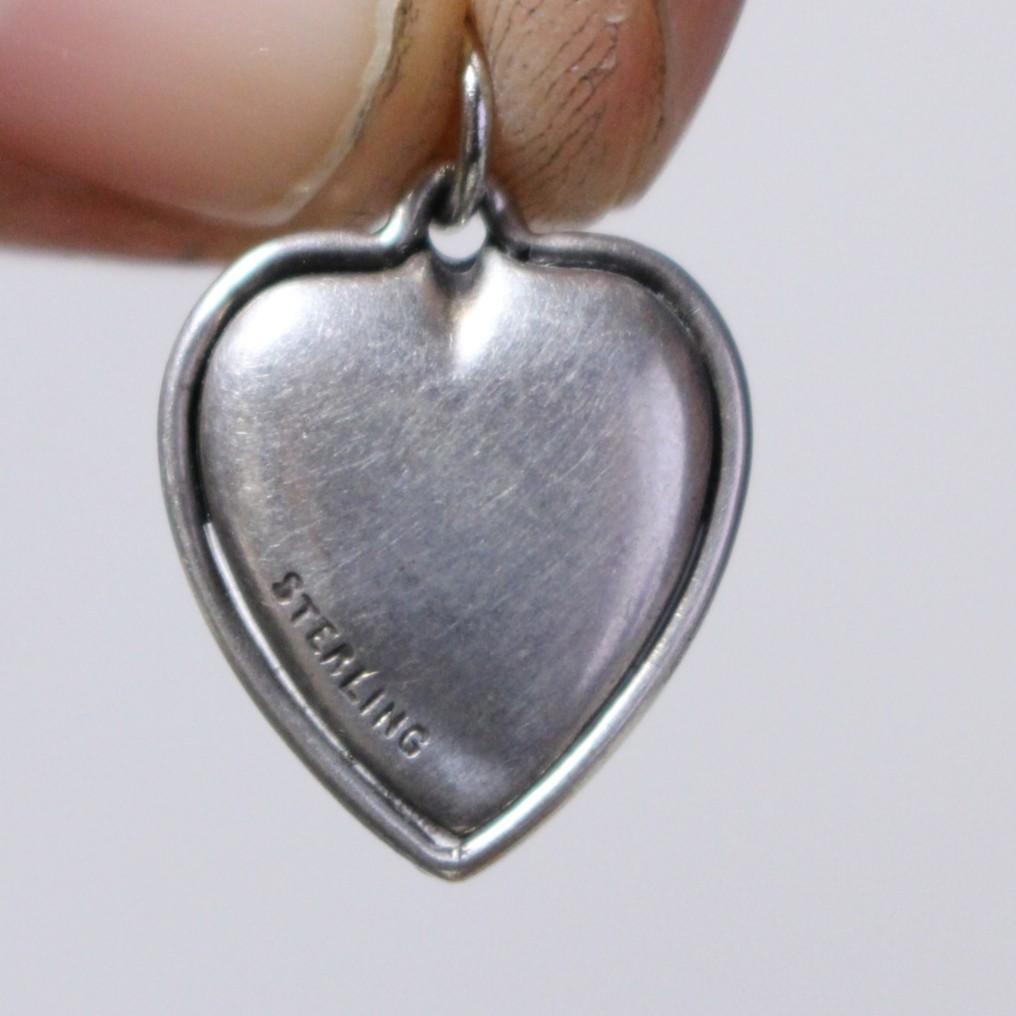 30s　スウィートハートジュエリー　WW2　シルバー　チャーム　勿忘草　古着に