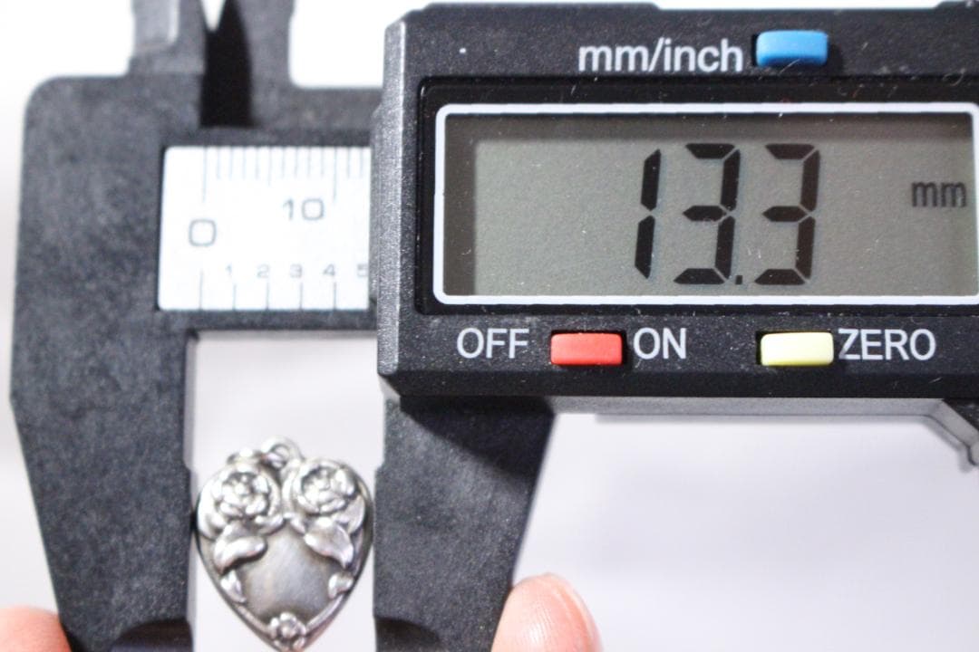 30s　スウィートハートジュエリー　WW2　シルバー　チャーム　勿忘草　古着に