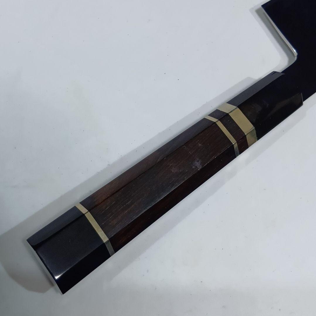 本焼 Ｖ金10号鋼 切付 牛刀 27cm ９寸 包丁 右片刃 鏡面 黒檀八角柄