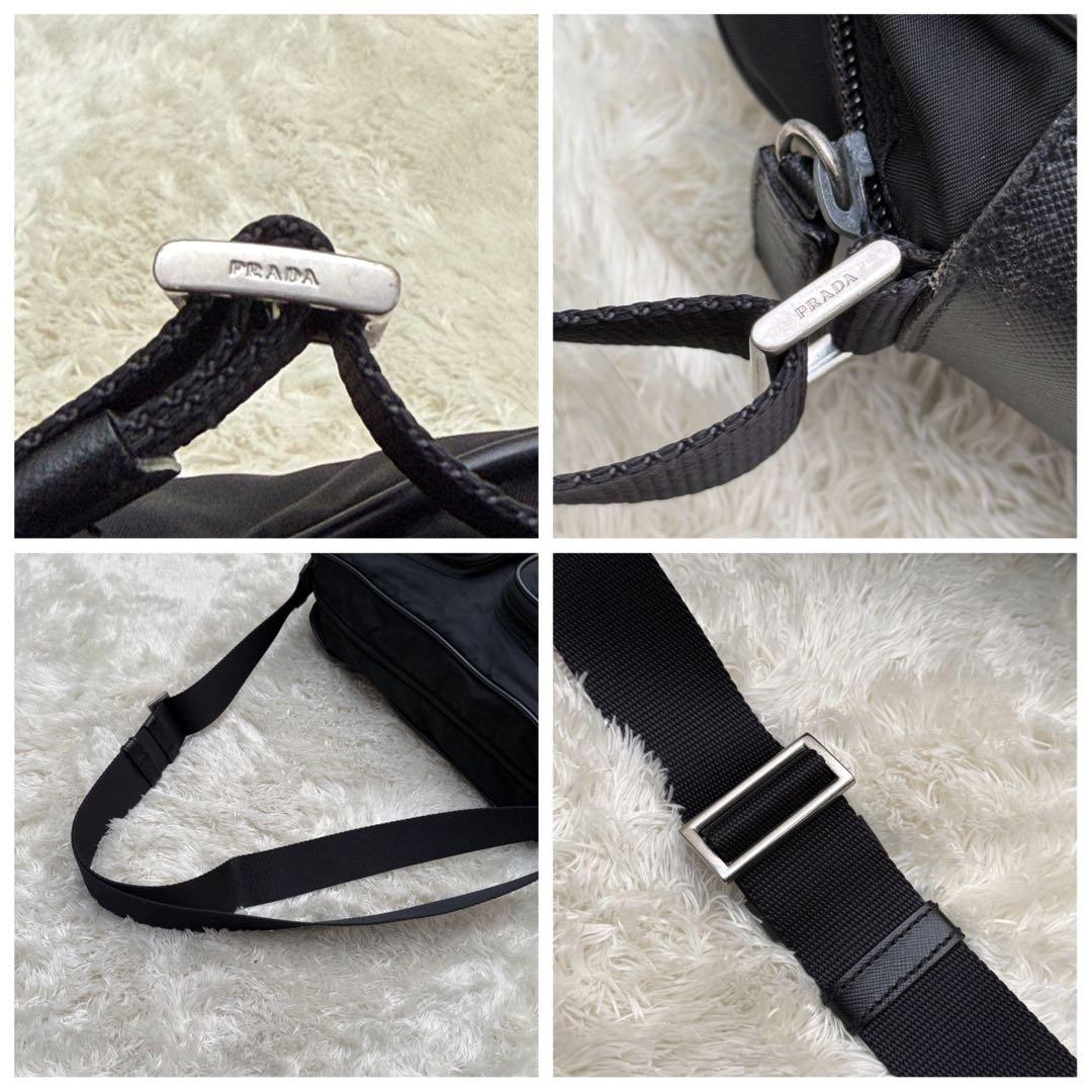 PRADAプラダ 三角ロゴ メンズ ショルダーバッグ サフィアーノ 白タグ
