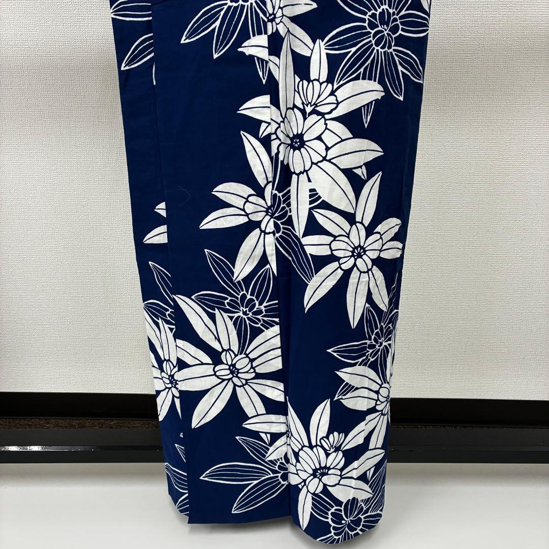 アアンドユページ　浴衣 木綿 藍染め 注染 花 着物 U-7365