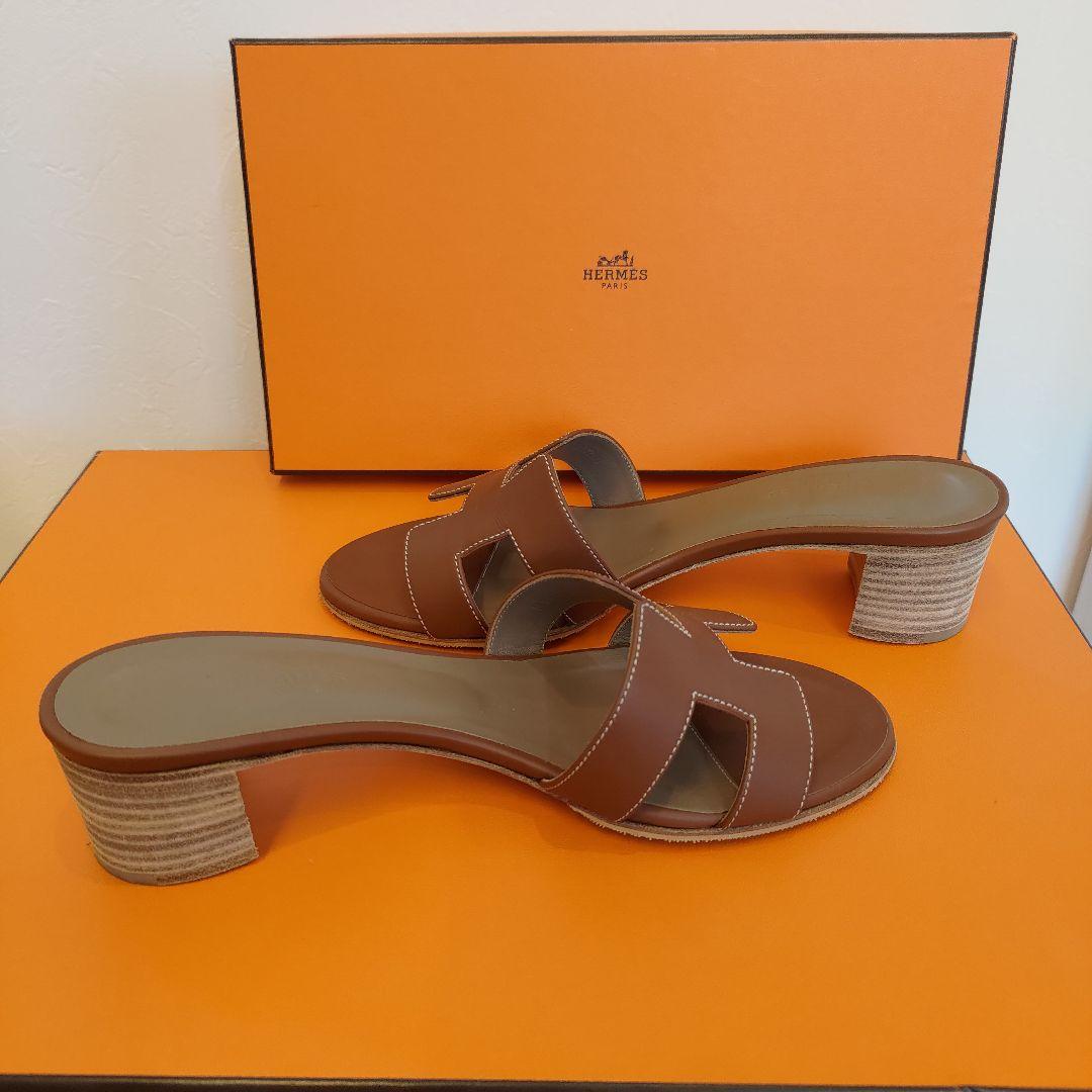 エルメス　オアジス　ゴールド　箱袋ショップカード付き　ソールカバー付き 37