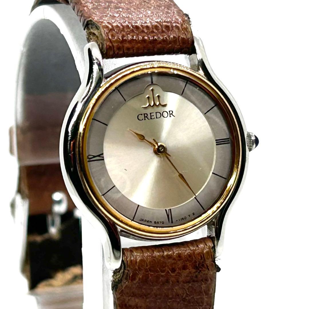 新品電池 稼働 18KTベゼル SEIKO クレドール 5A70-0610 時計