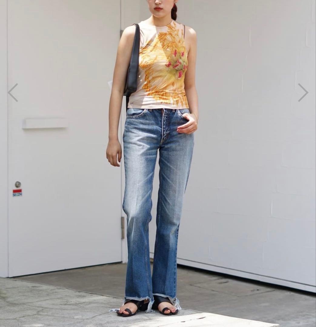 新品タグ付き！アンスクリア　フレアデニムパンツ　カットオフ　36