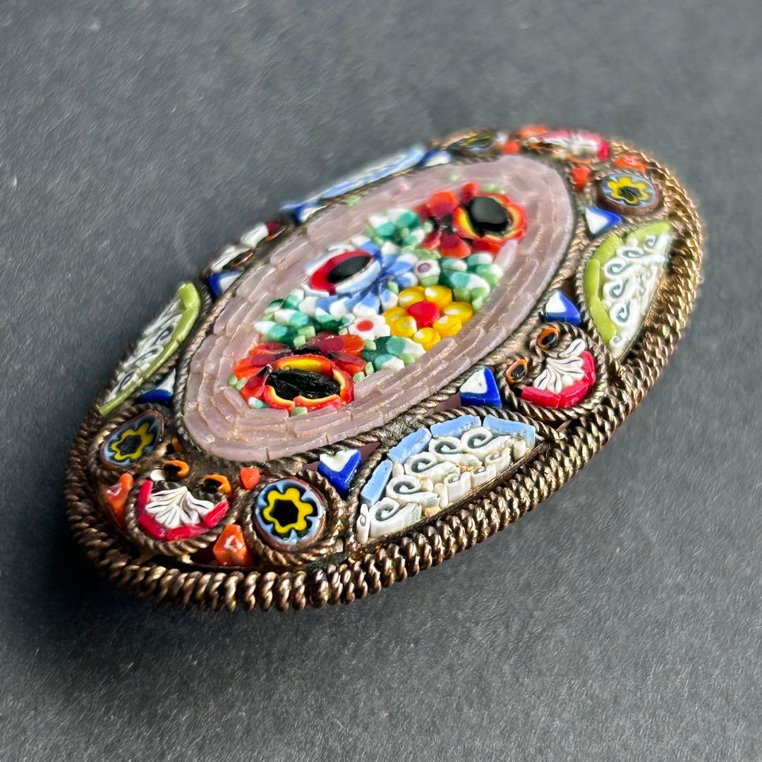 最終価格✤ITALY【大きなマイクロモザイク】美しいヴィンテージブローチ