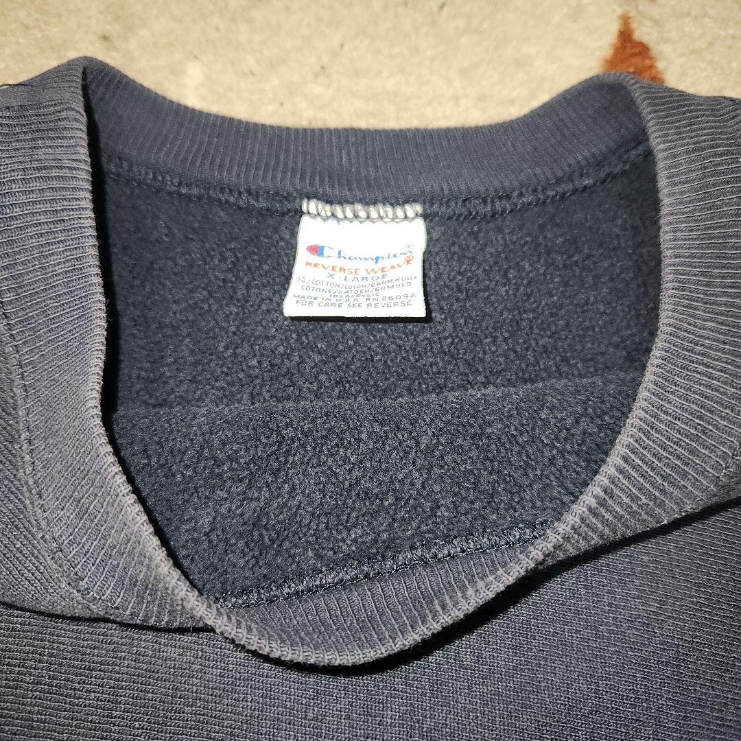 USA製 90s刺繍タグ チャンピオン リバースウィーブ ネイビー XL