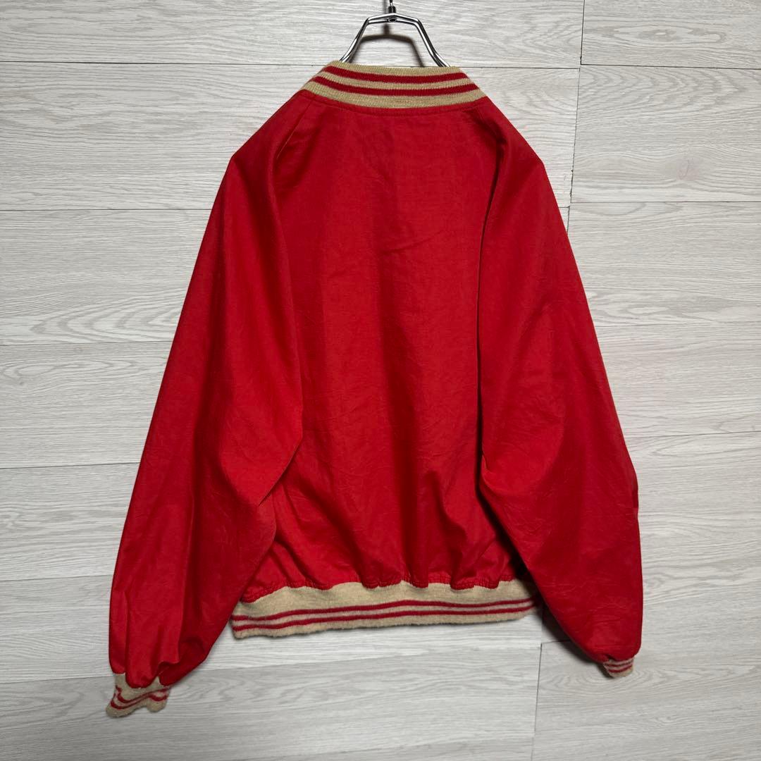 希少 80s Sears 恐竜刺繍 短丈 ブルゾン スウィングトップ 赤 XL