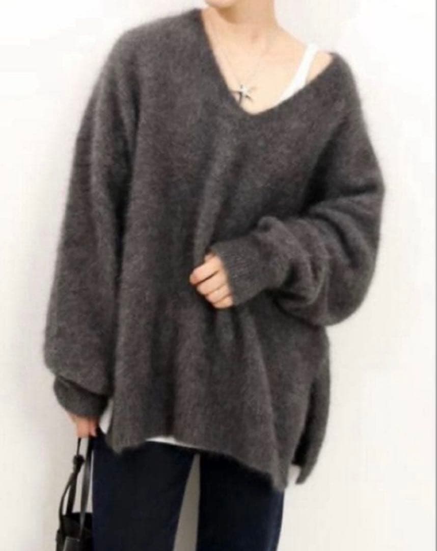 plage プラージュ Fur v スリットプルオーバーニット