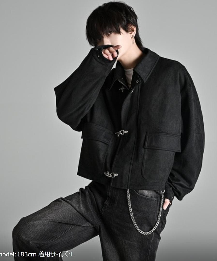 【ADRER　最新作即完黒L 】ファイヤーマンフックショートブルゾン