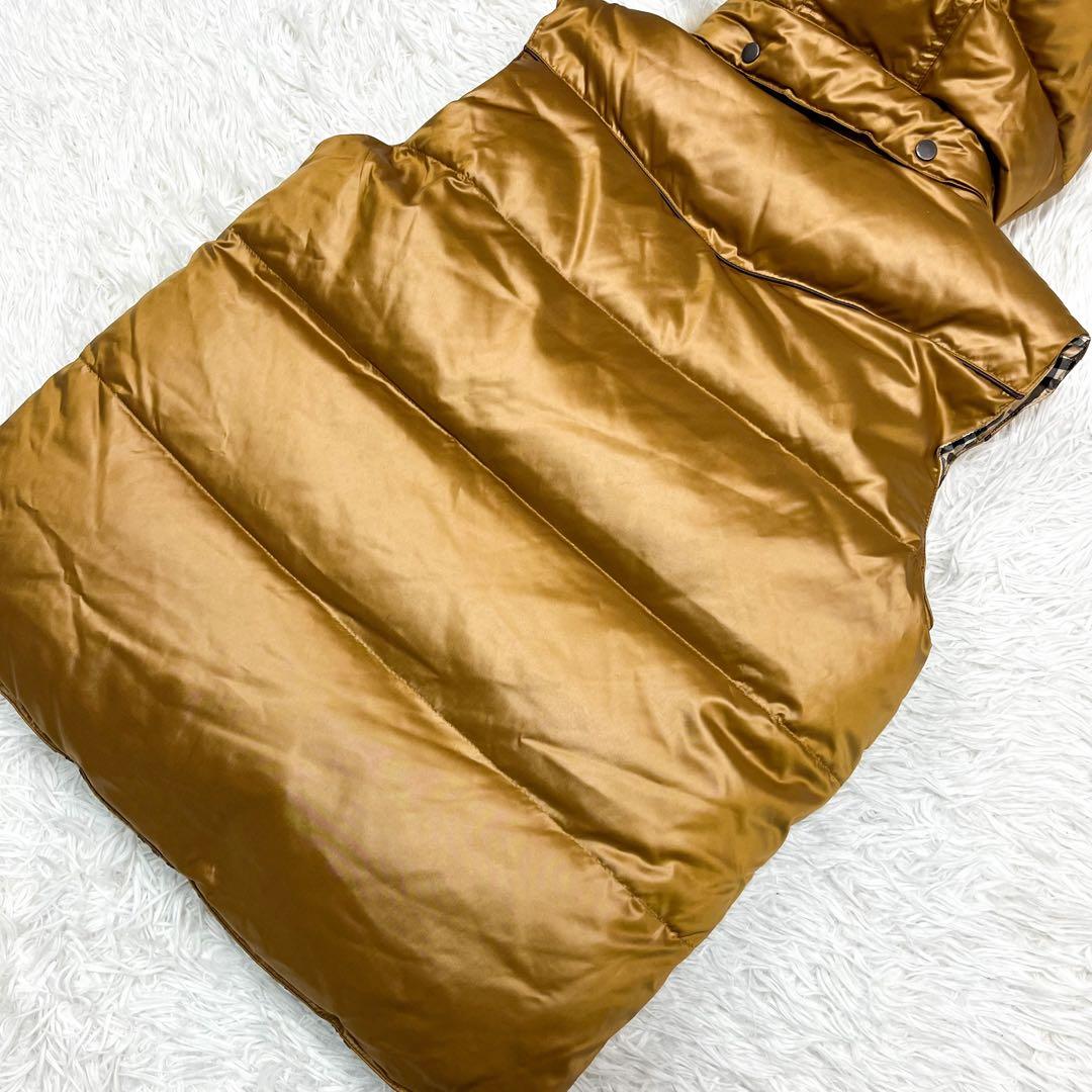 極美品 バーバリーロンドン ダウンベスト リバーシブル フード、ファー着脱可能