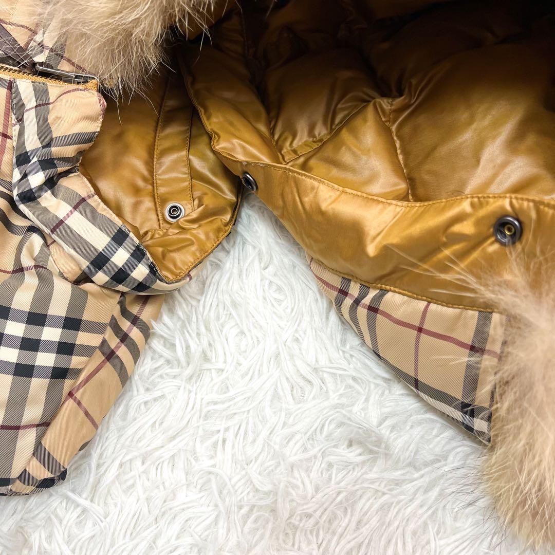 極美品 バーバリーロンドン ダウンベスト リバーシブル フード、ファー着脱可能