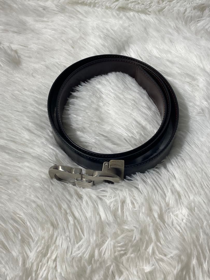 美品　フェラガモ ガンチーニ レザーベルト ブラック 本革 イタリア製