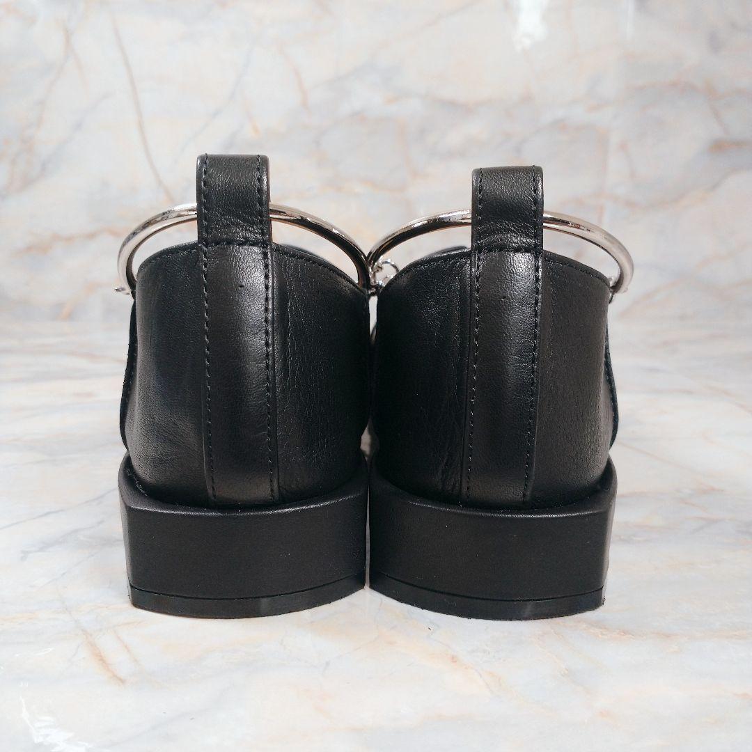 GRISE 日本製 レザースクエアクロスシームアンクルフラット 23 黒