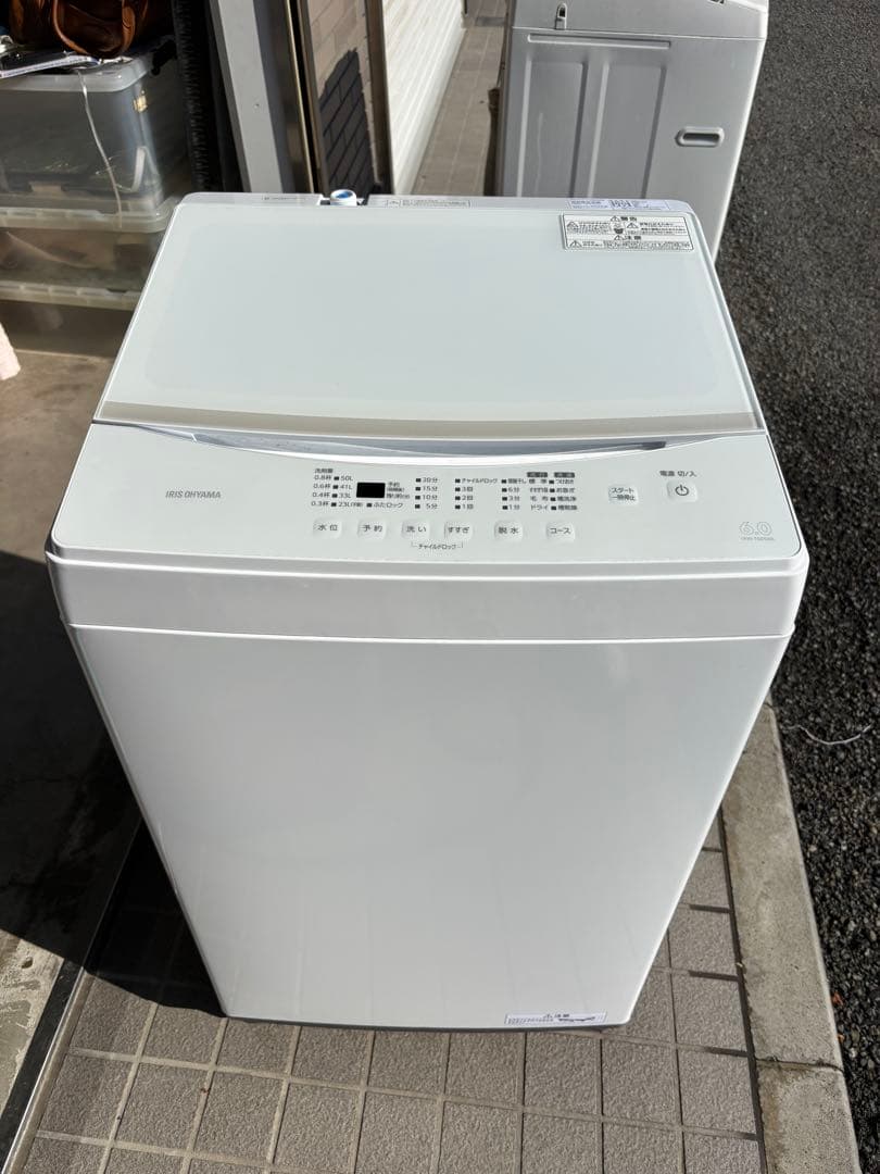 女性オーナー！22年製 6.0kg 洗濯機 ガラストップ アイリスオーヤマ