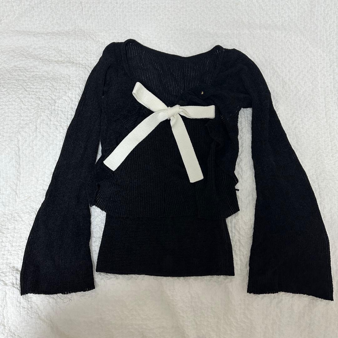 andmary Emma knit flare cardigan set 黒