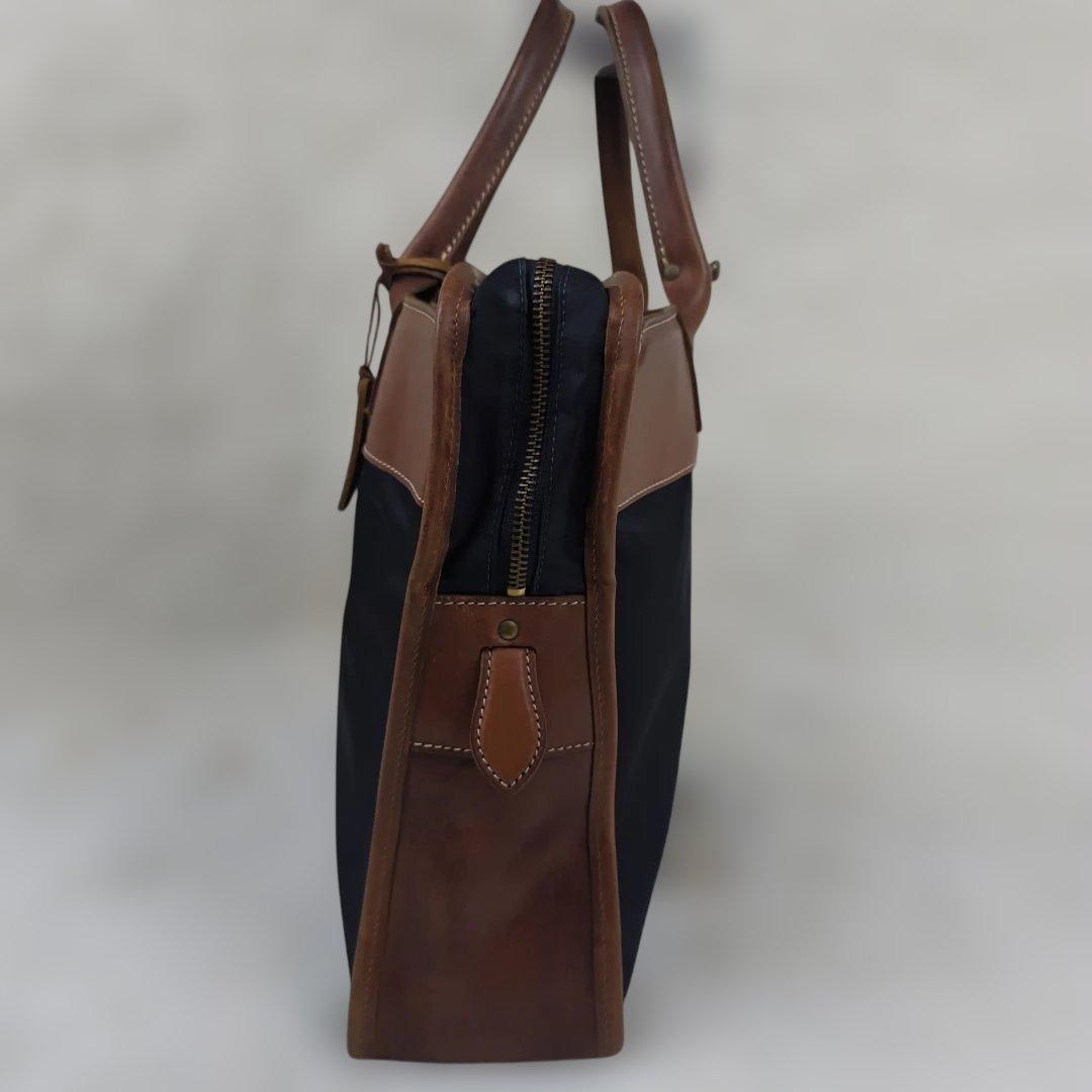 ✨極美品✨ フェリージ ブリーフケース ナイロン レザー 紺茶 B4可 1845