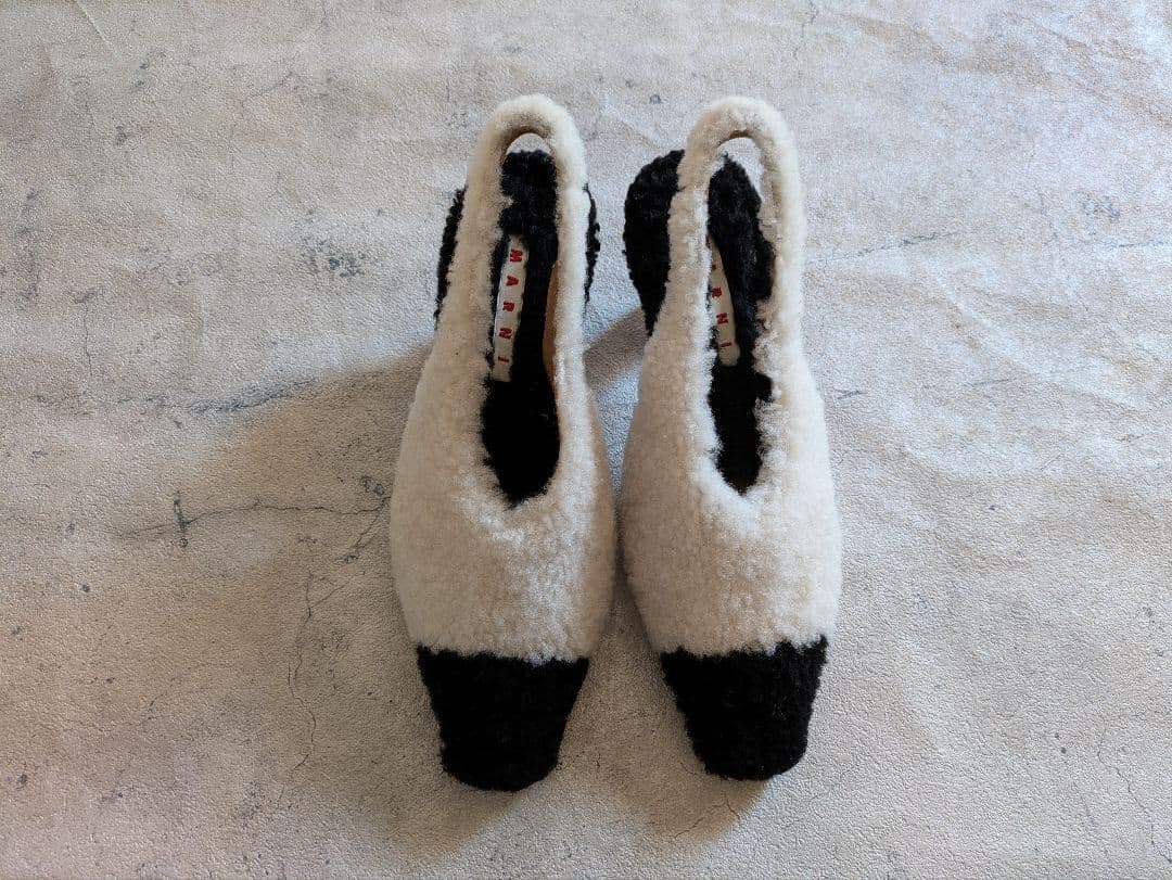 MARNI ムートンボアポインテッドトゥ シューズ