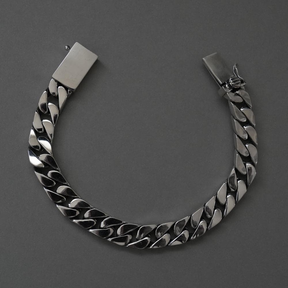 鑑定書付 重厚 シルバー 10mm 喜平チェーンブレスレット シルバー925