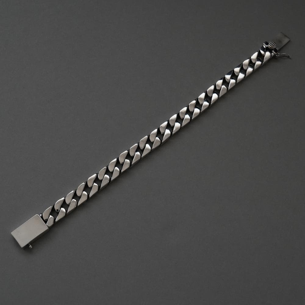 鑑定書付 重厚 シルバー 10mm 喜平チェーンブレスレット シルバー925