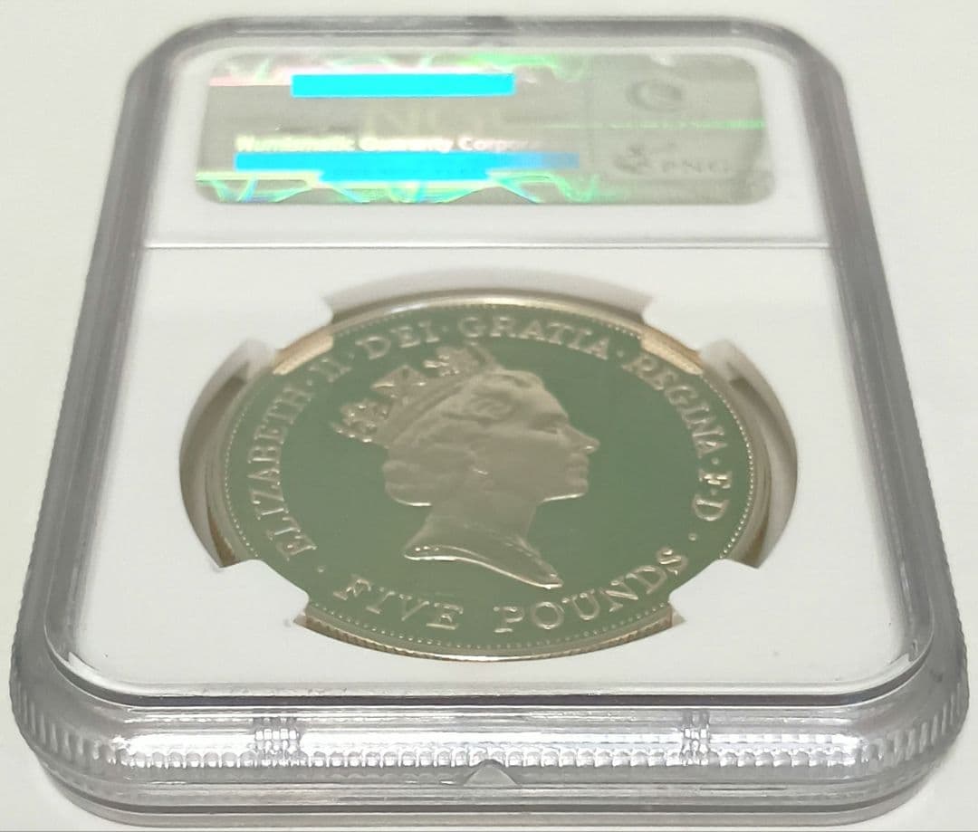 1990 クイーン・マザー 生誕90周年 5ポンド 銀貨 NGC PF69UC