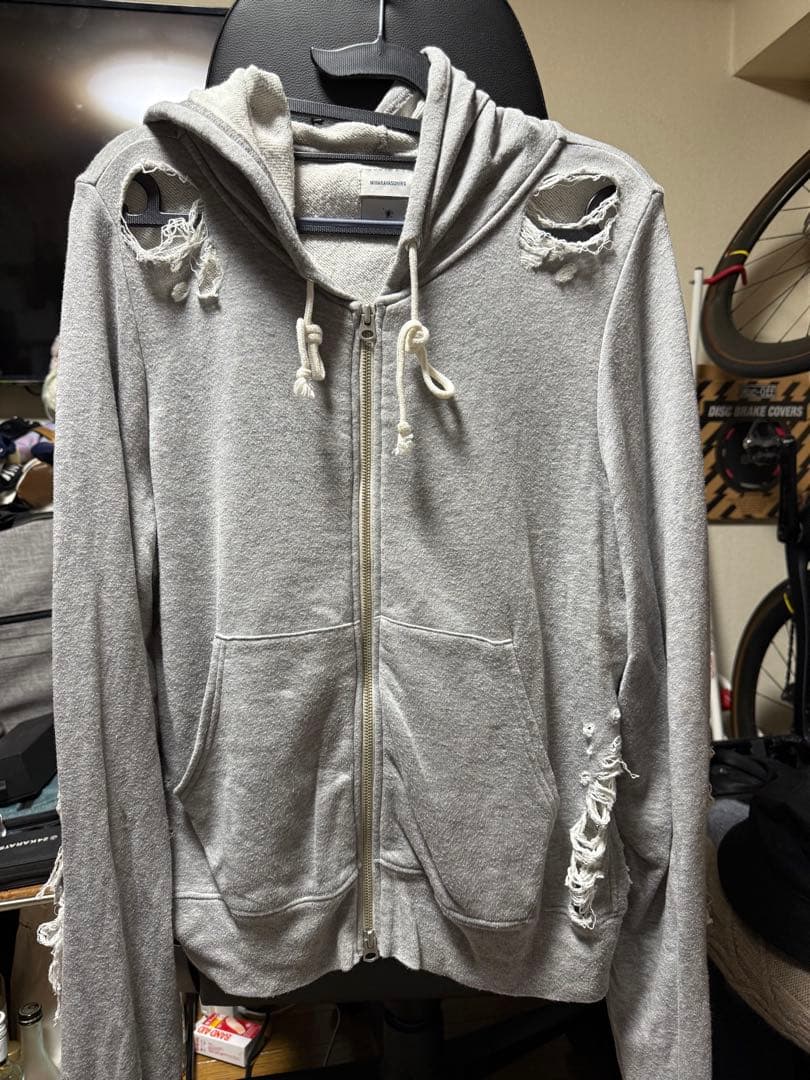 mihara yasuhiro ミハラヤスヒロ　ダメージパーカー　M