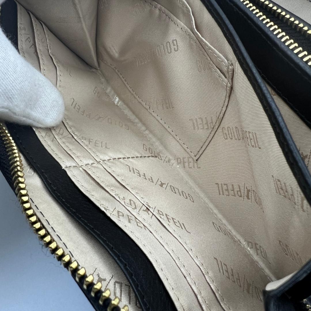 未使用ゴールドファイル☆ジッピーロングウォレット 長財布 型押しレザー 本革 黒