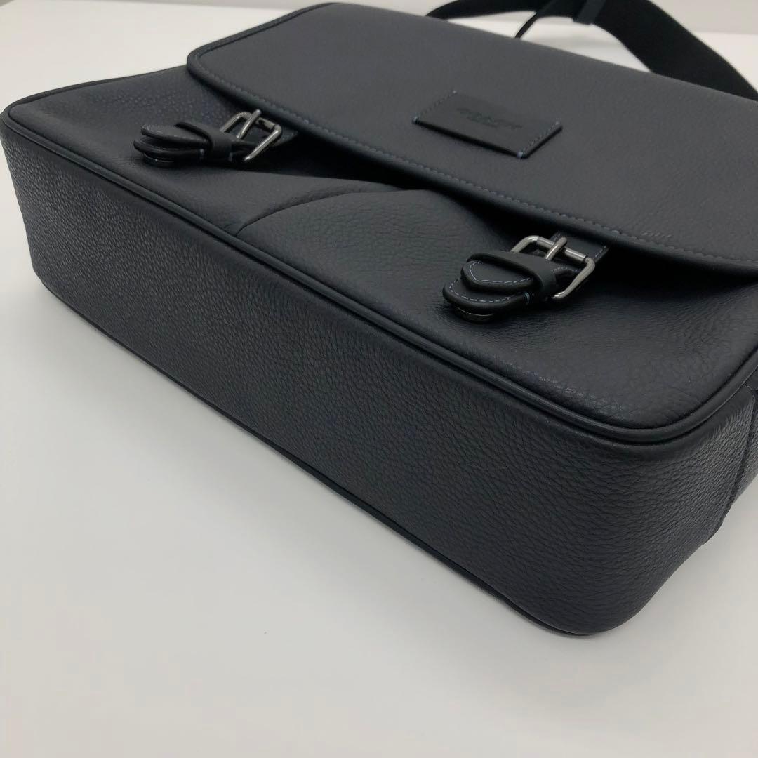 【極美品】COACH コーチ　ネイビー レザー メッセンジャーバッグ メンズ