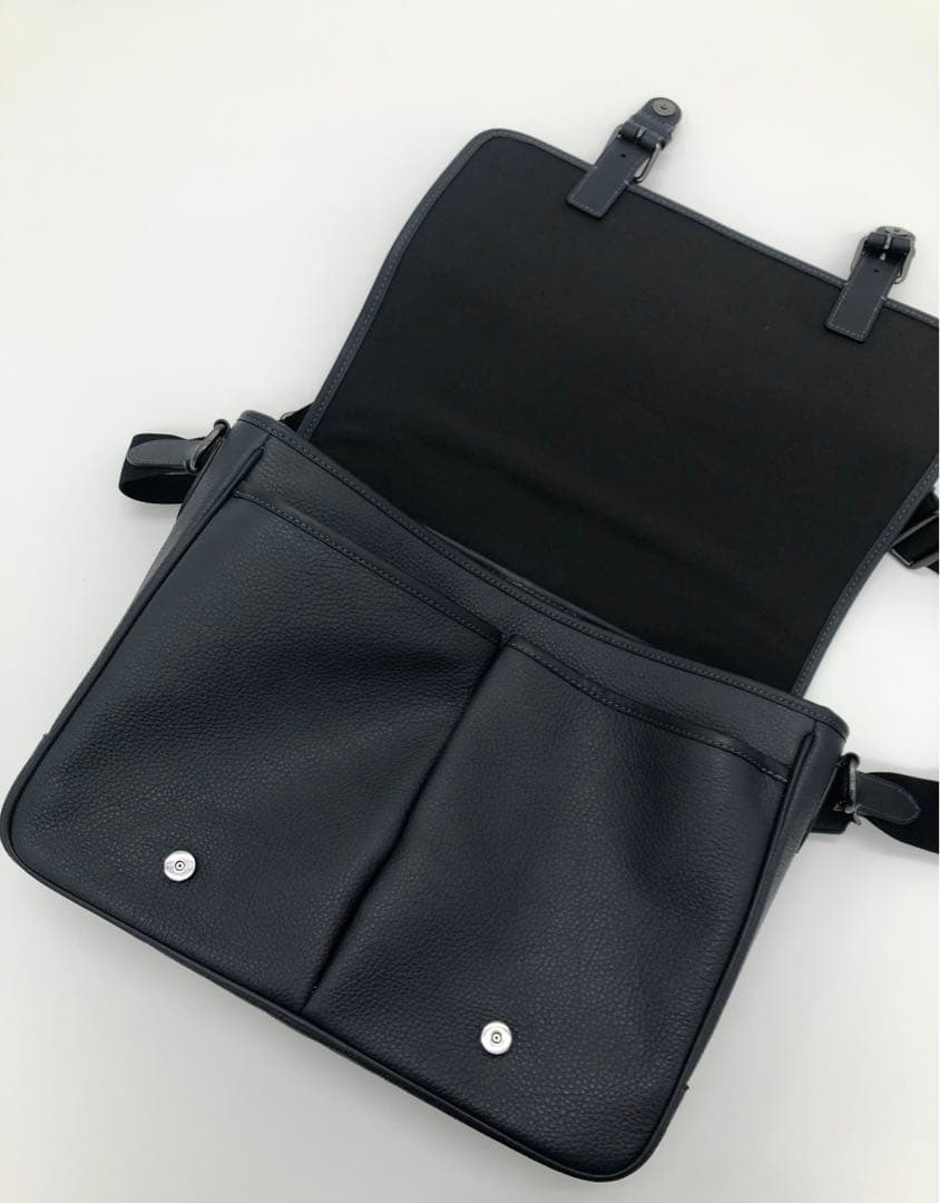 【極美品】COACH コーチ　ネイビー レザー メッセンジャーバッグ メンズ