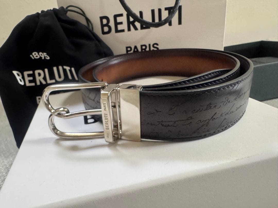 BERLUTI ベルルッティ　ベルト　メンズ　35MM リバーシブル　袋、箱付き