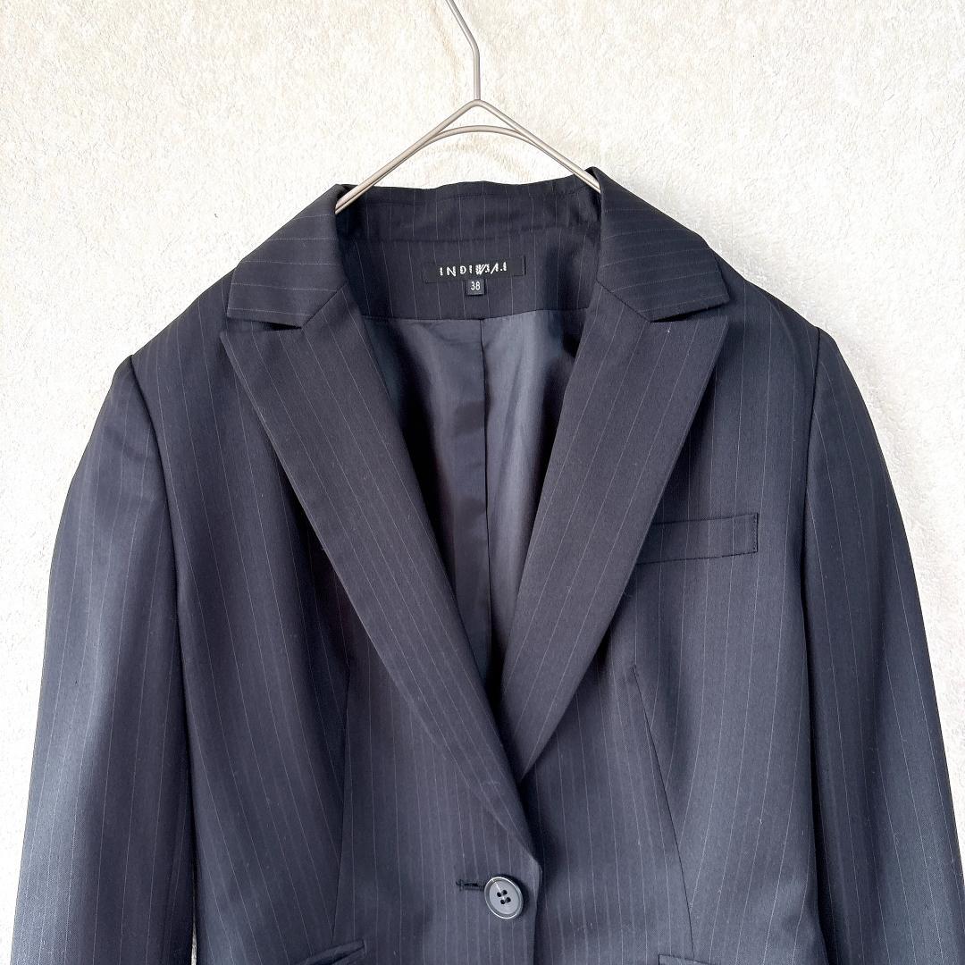 美品⭐️INDIVI V.A.I ストライプ パンツセットアップ シルク混38