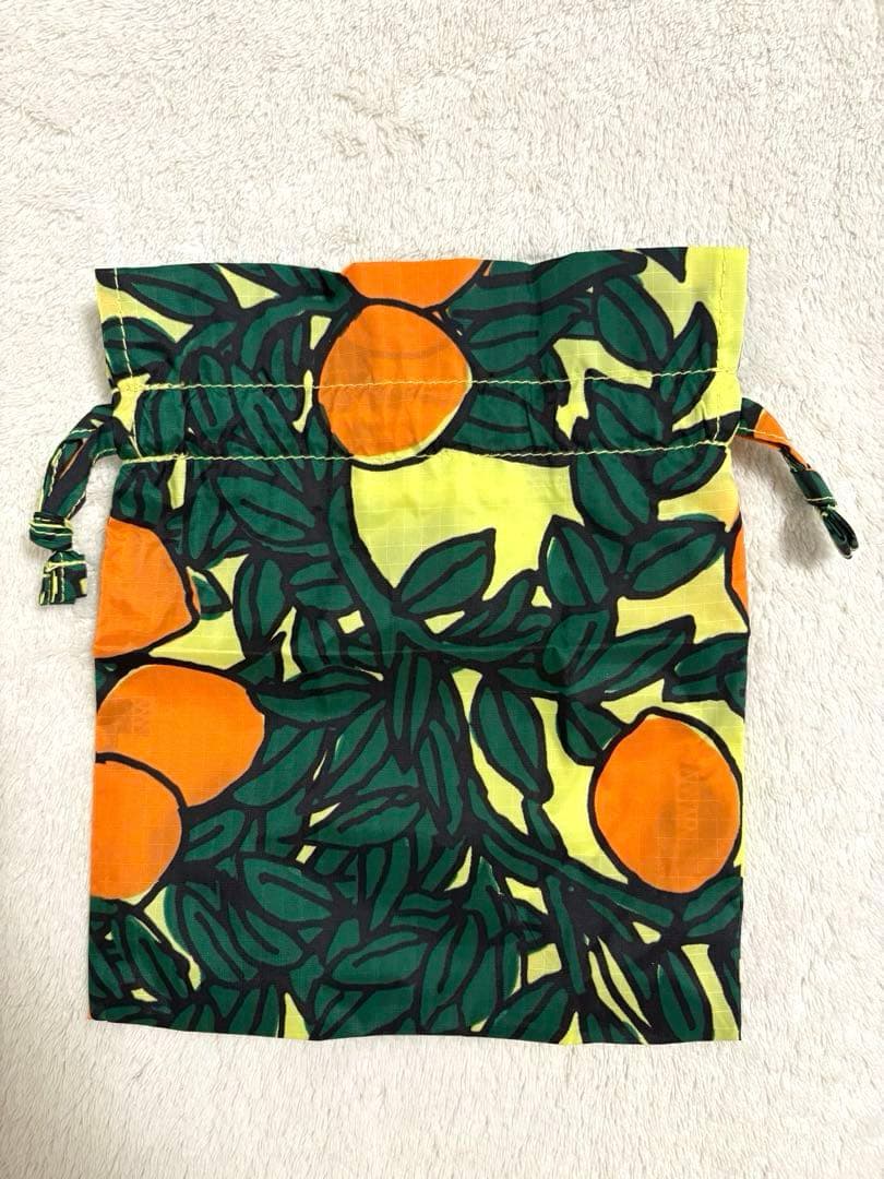 BAGGU エレクトリックストロベリー　リバースフラワー　巾着付　エコバッグ