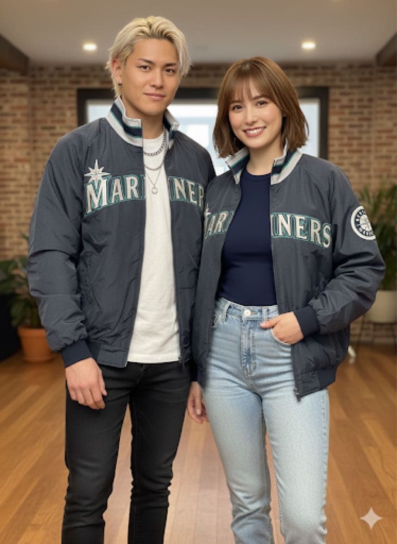 MLB マリナーズ Majestic オーセンティック 中綿 フリース裏地 L