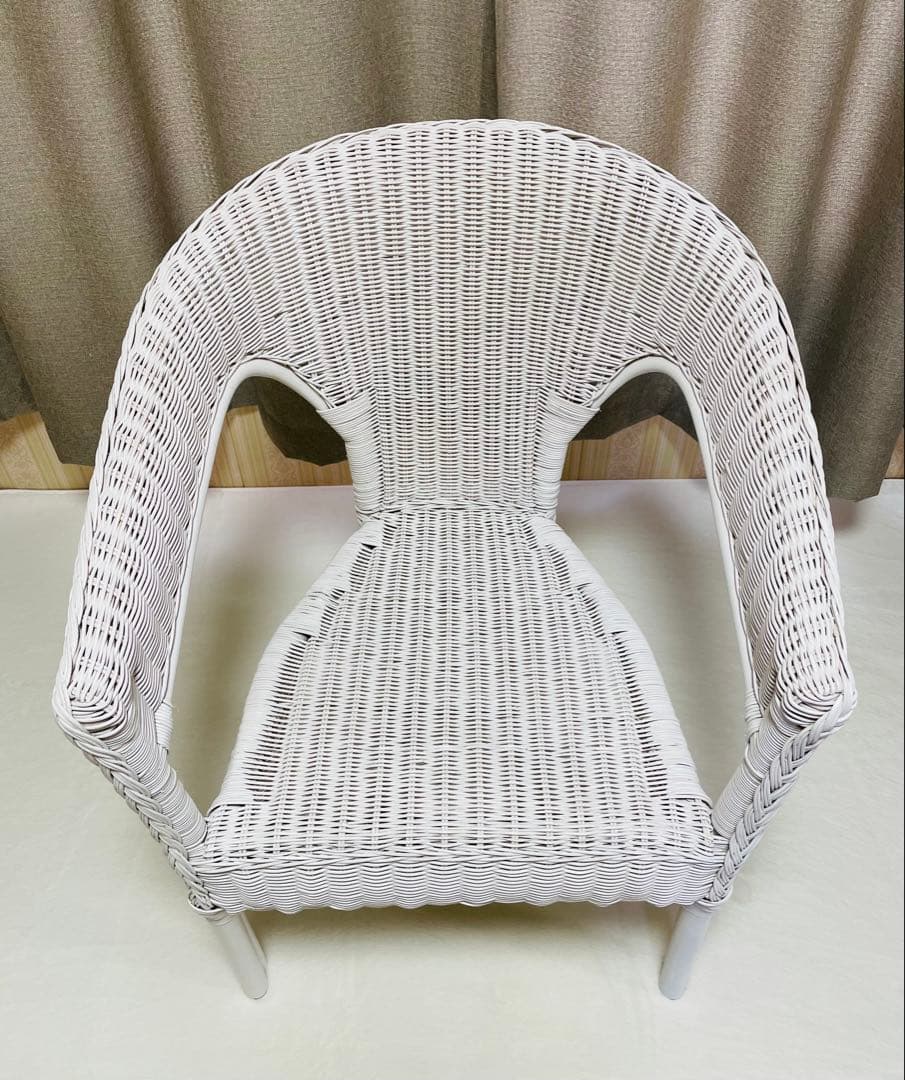 送料込み/タグ付き/新品未使用/ラタン/ホワイト/アームチェア