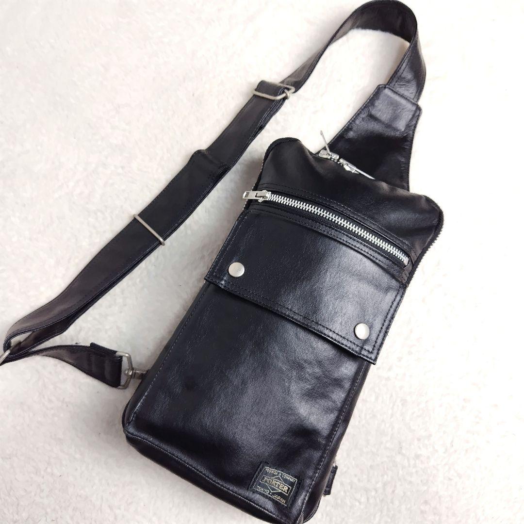 ✨美品✨ PORTER フリースタイル スリングショルダー 黒 ボディバッグ