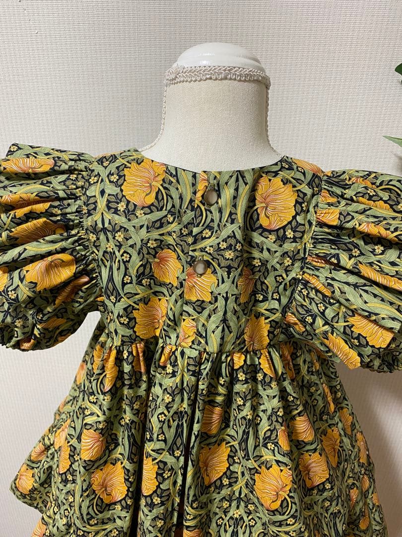 ハンドメイド　フリルウエストギザーワンピース