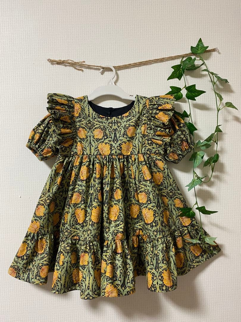 ハンドメイド　フリルウエストギザーワンピース