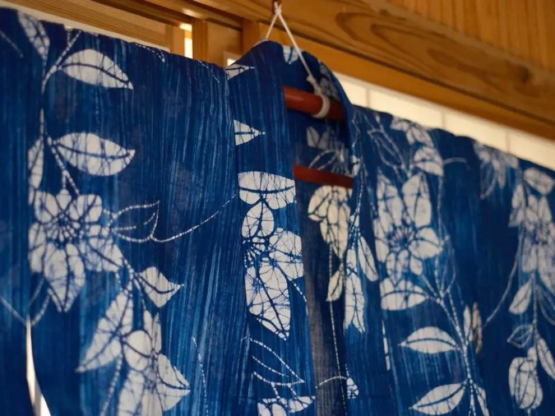 希少【竺仙】未使用しつけ糸付き⭐︎ろうけつ染め⭐︎桔梗　青　浴衣