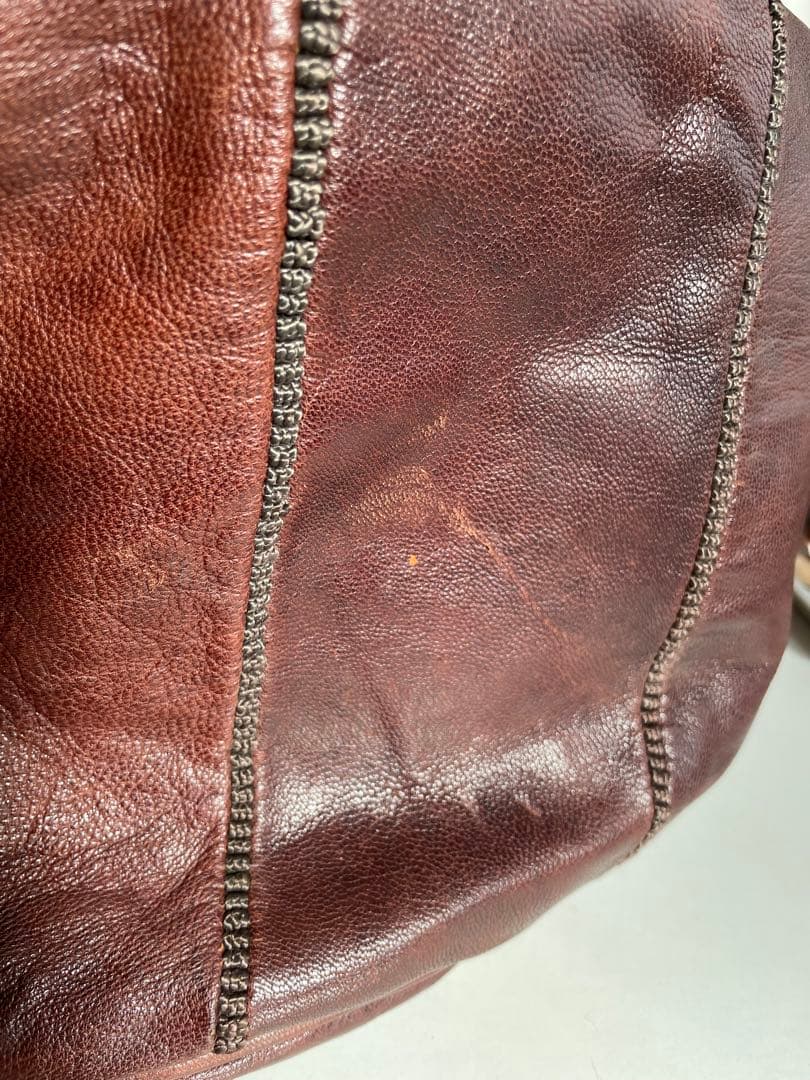 【訳あり】モロッコ産 本革 クッション プフ 円形スツール チョコレート色