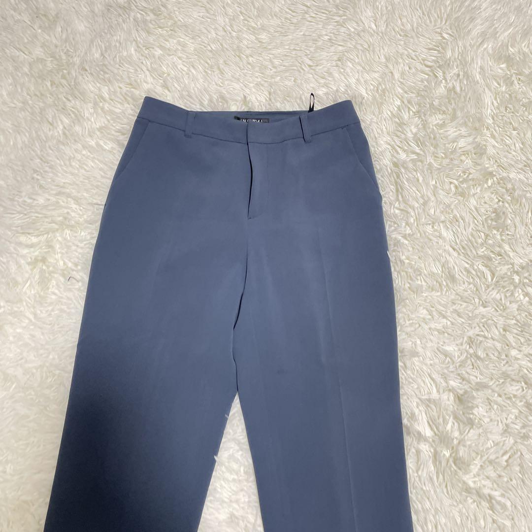 美品36 日本製【INDIVI トリアセテート混 ストレッチノーカラースーツ】