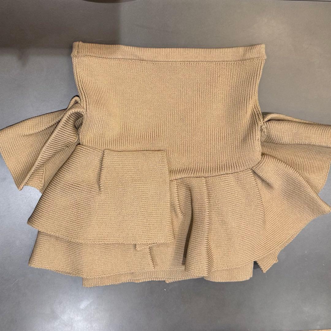 styling/ラッフルニットベアトップベージュ