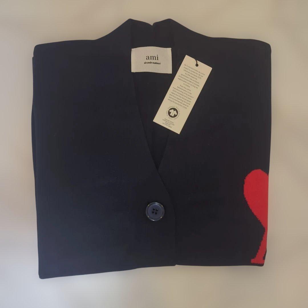 Ami Paris アミパリス ハートロゴ カーディガン ネイビー　M