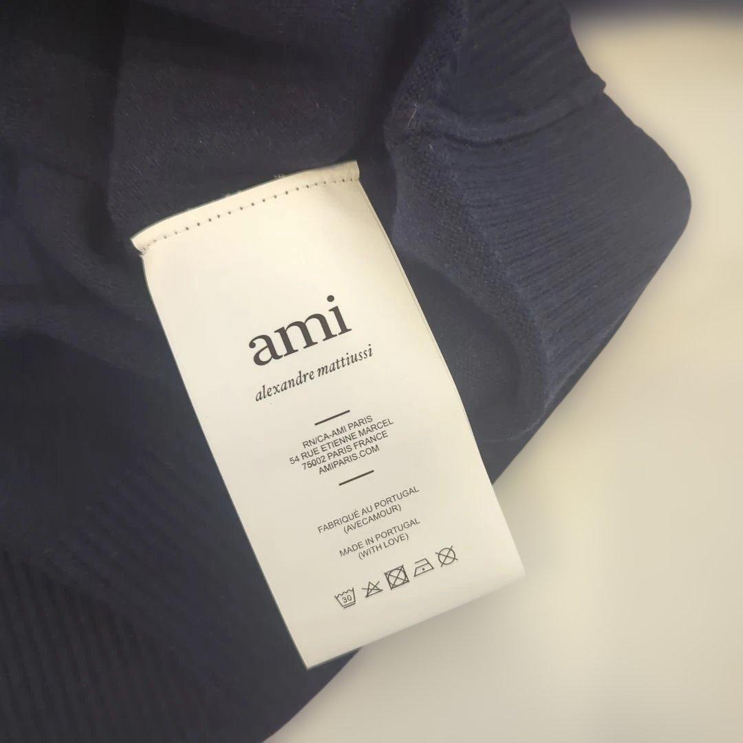 Ami Paris アミパリス ハートロゴ カーディガン ネイビー　M
