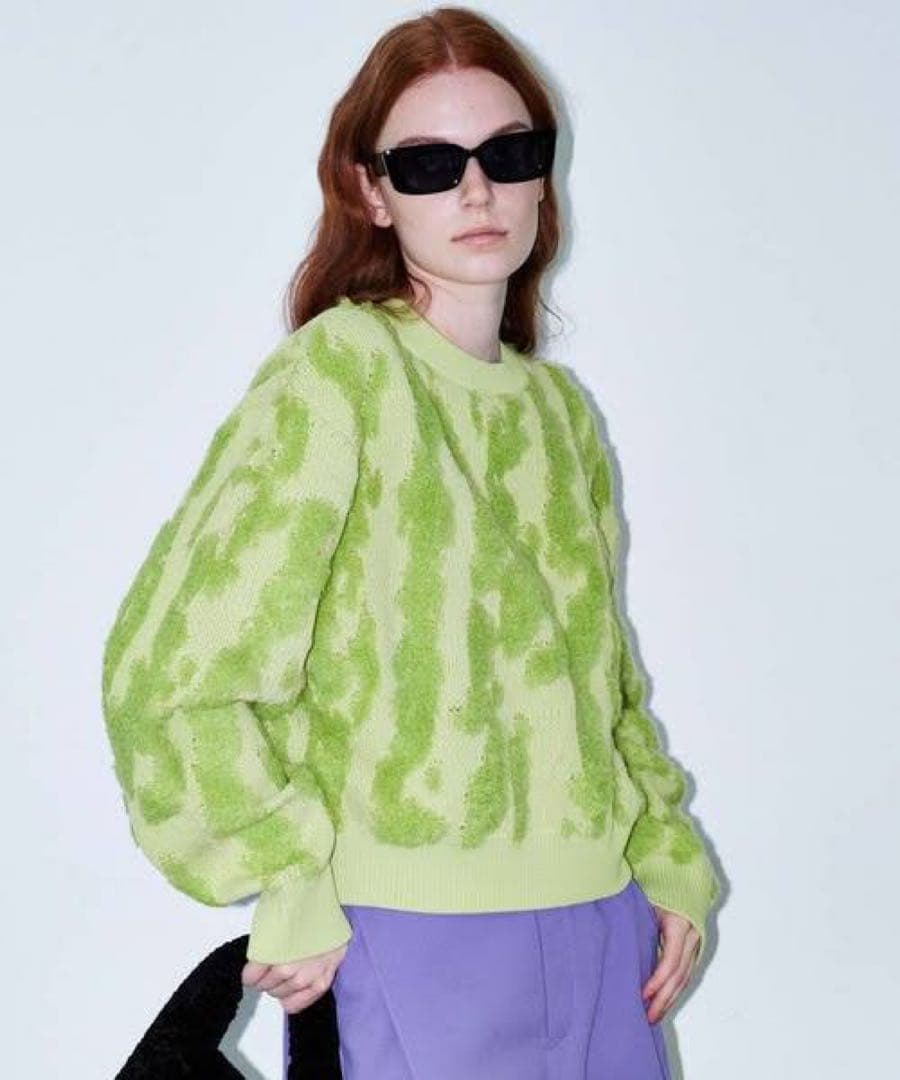 o*u様 タグ付○グラフィカルジャガードニット 奇抜 派手 個性派 3D立体柄