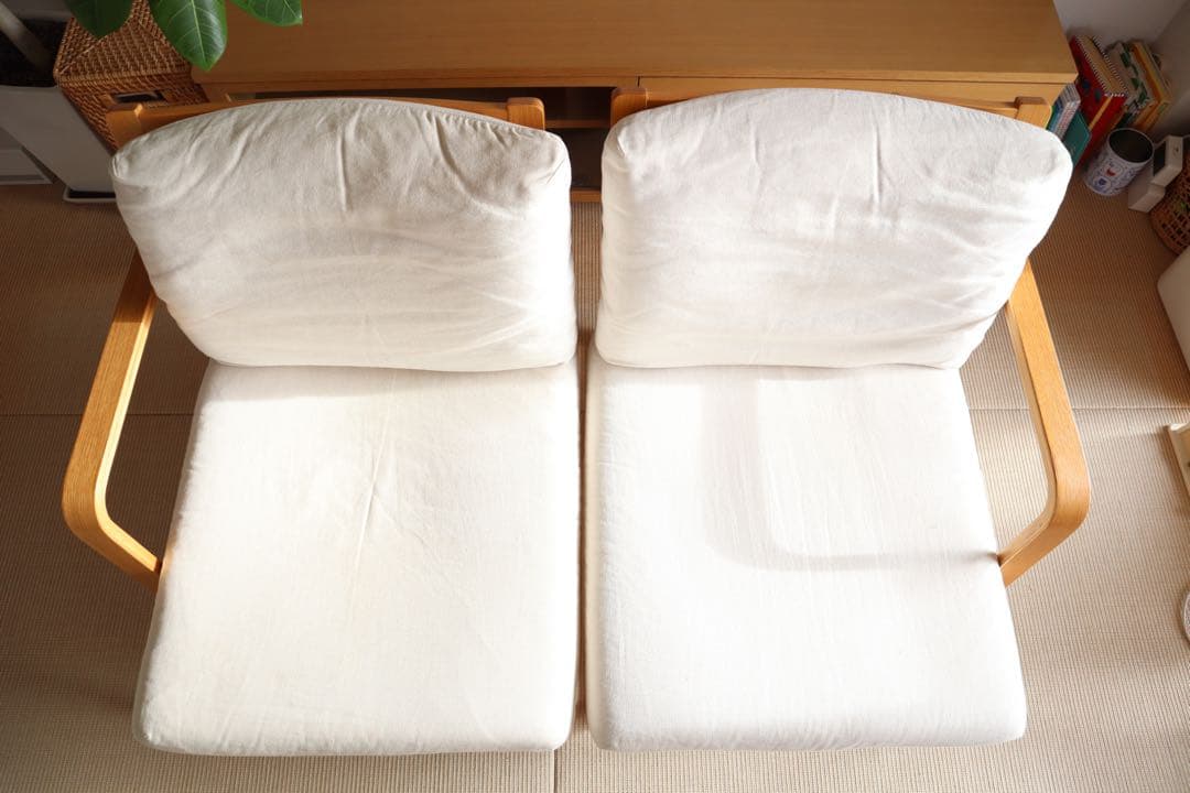 無印良品 リビングでもダイニングでも使えるソファチェア2シーター　※アーム左