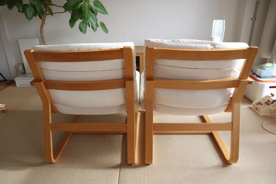 無印良品 リビングでもダイニングでも使えるソファチェア2シーター　※アーム左