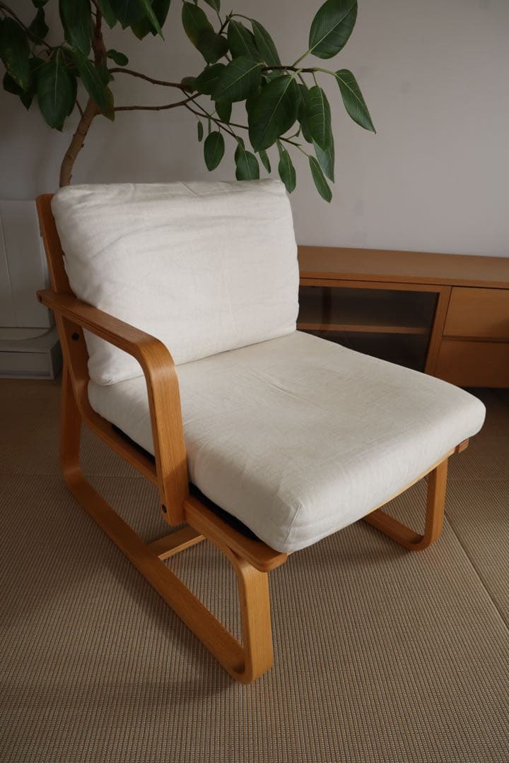 無印良品 リビングでもダイニングでも使えるソファチェア2シーター　※アーム左
