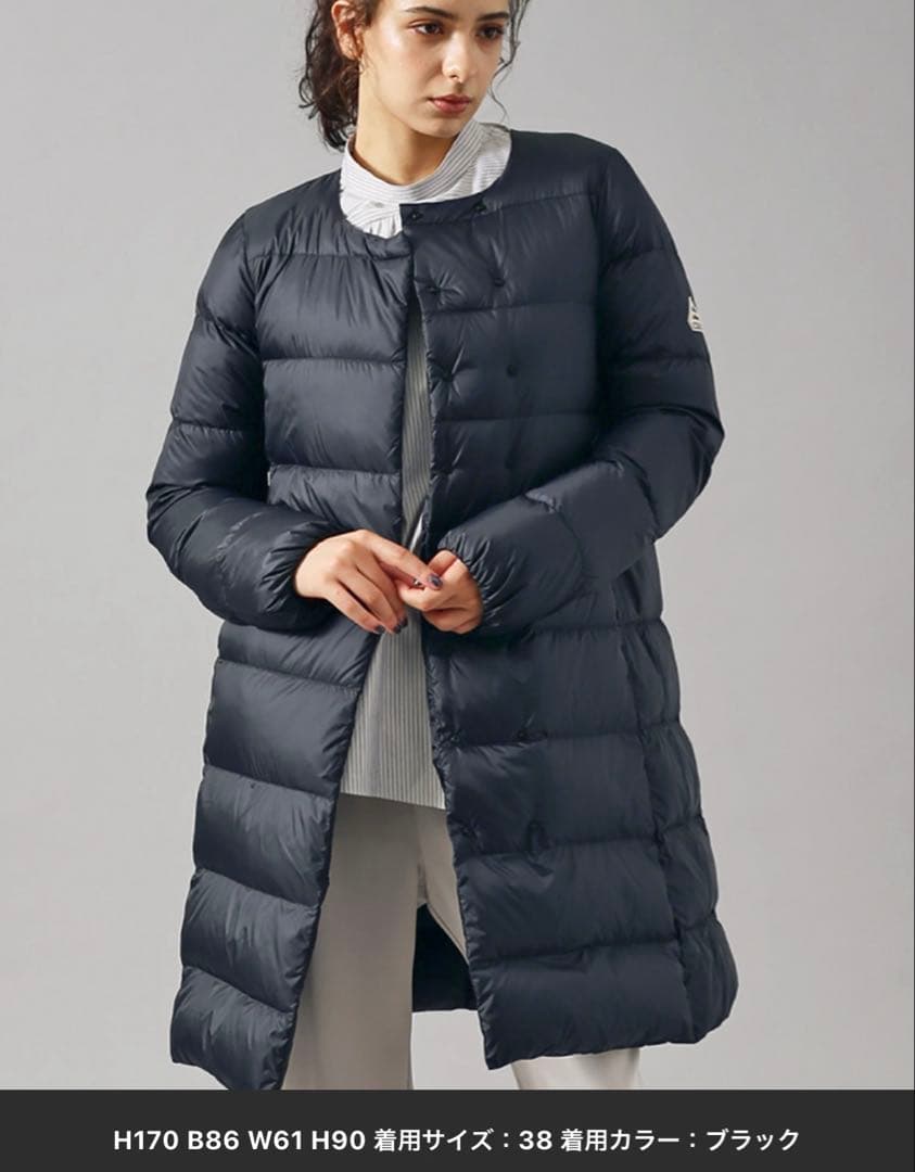 ピレネックスノーカラー ダウンジャケット 38 ブラック